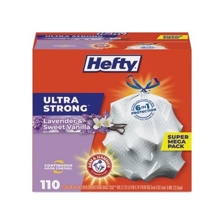 Hefty ULTRA STRONG SCENTED TALL WHITE KITCHEN BAGS, 13 GAL, 0.9 MIL, 23.75in X 24.88in, WHITE, 330PK E88366CT